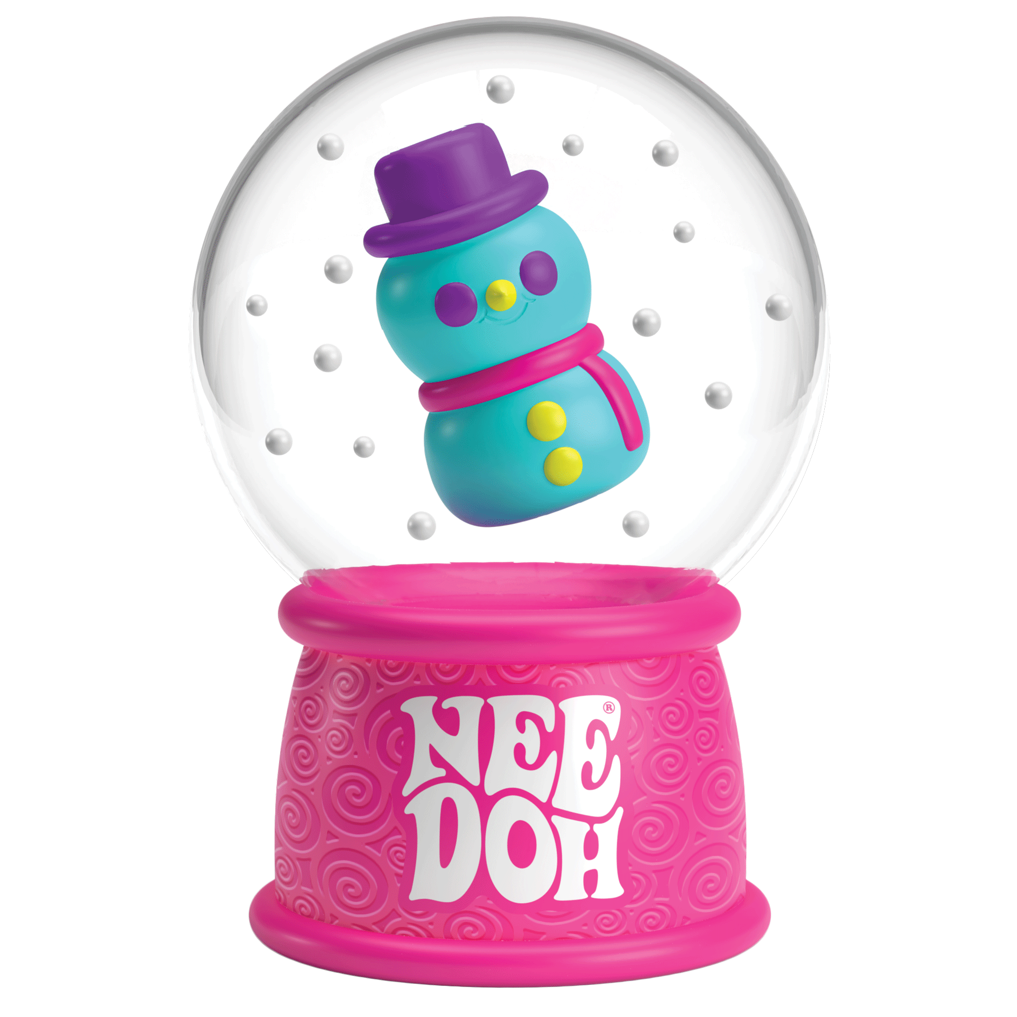 Ice-Cube Texture NeeDoh Squish N Flow Snow Globe | Signature Moonlit Lane - Crystal Clear Squishable Ice Cube NeeDoh Detail