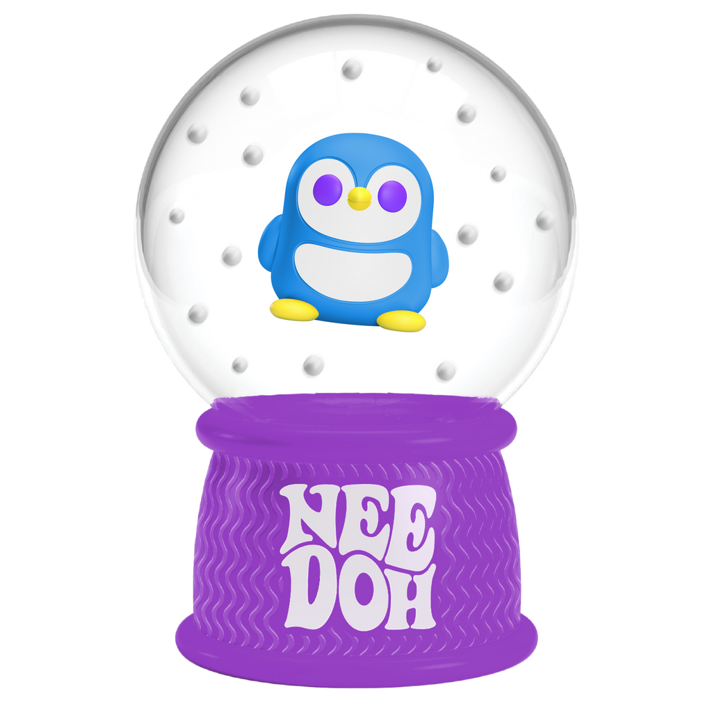 Ice-Cube Texture NeeDoh Squish N Flow Snow Globe | Signature Moonlit Lane - Crystal Clear Squishable Ice Cube NeeDoh Detail