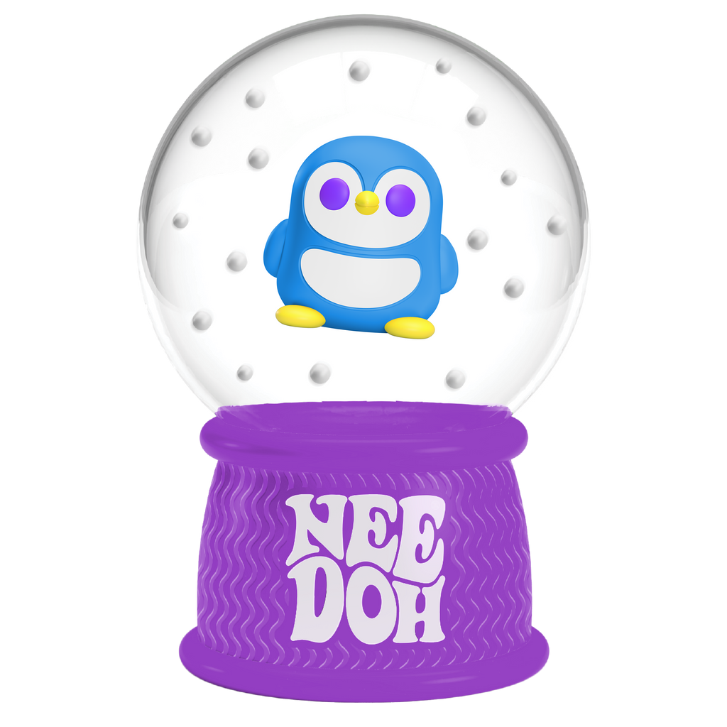 Ice-Cube Texture NeeDoh Squish N Flow Snow Globe | Signature Moonlit Lane - Crystal Clear Squishable Ice Cube NeeDoh Detail