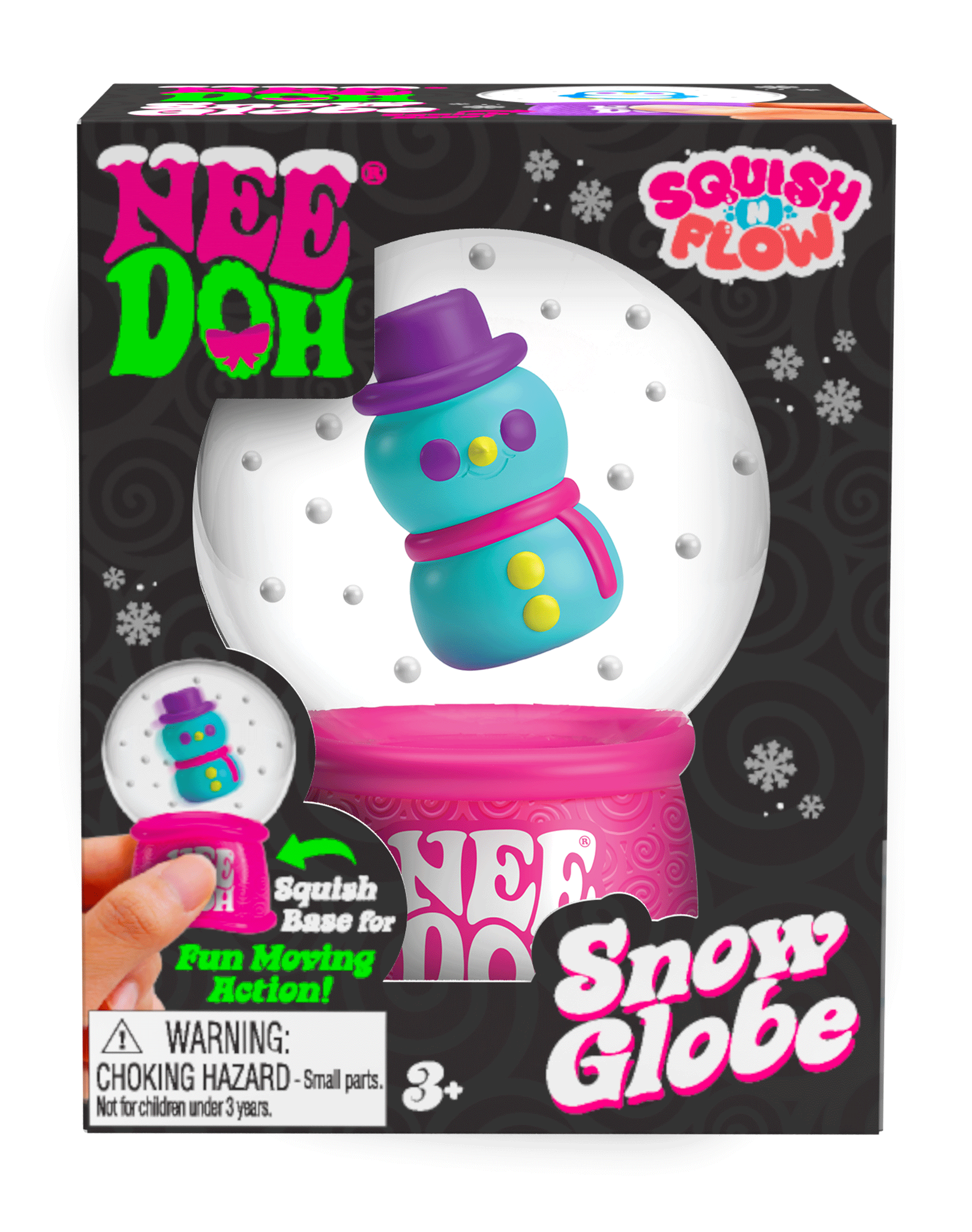 Ice-Cube Texture NeeDoh Squish N Flow Snow Globe | Signature Moonlit Lane - Crystal Clear Squishable Ice Cube NeeDoh Detail