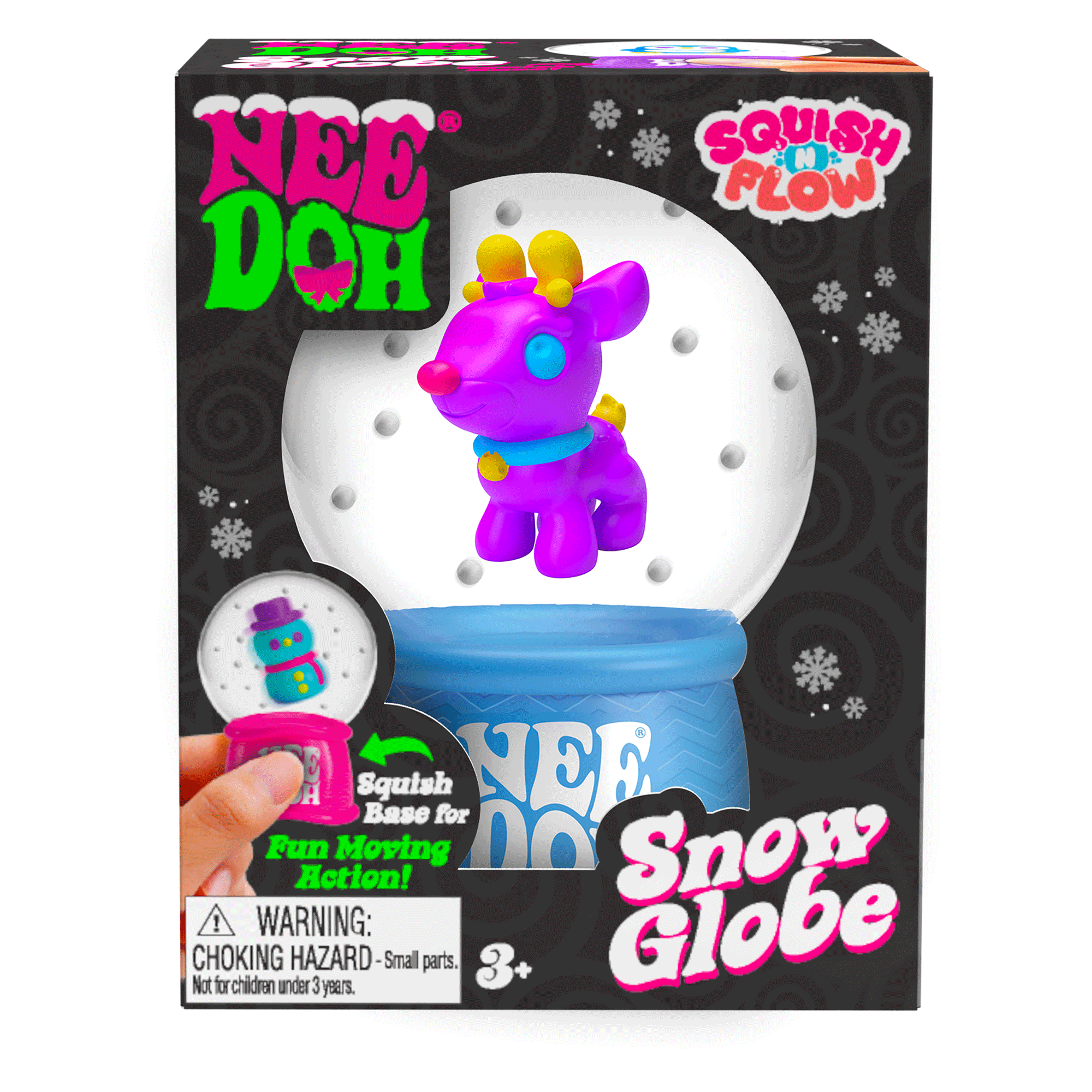 Ice-Cube Texture NeeDoh Squish N Flow Snow Globe | Signature Moonlit Lane - Crystal Clear Squishable Ice Cube NeeDoh Detail