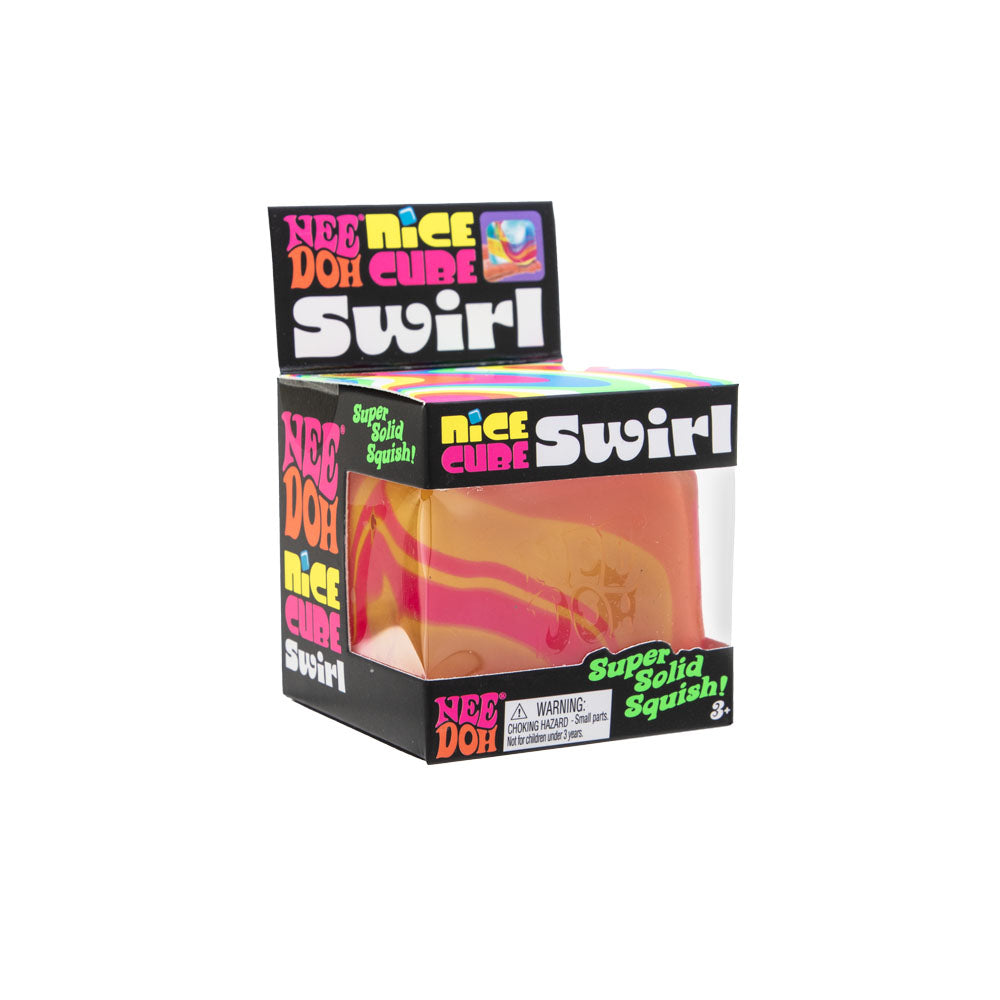 Crystal Clear NeeDoh Nice Cube Swirl | Select Golden Pond - Nice Cubes Clear Satisfying Crunch Stress Toy Detail
